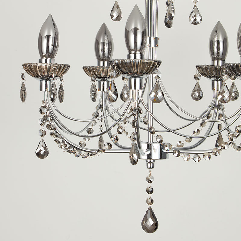 Searchlight Luna 5 Arm Semi-Flush Bathroom Chandelier - Smoked