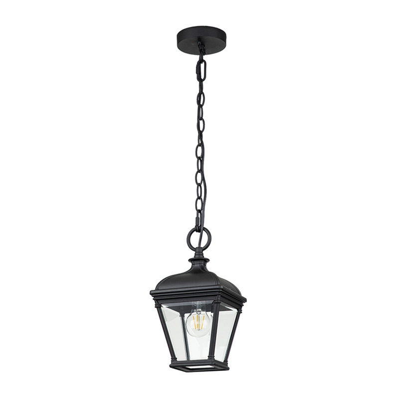 Elstead Bayview Medium Pendant Porch Lantern – Black with Clear Bevelled Glass (IP44)