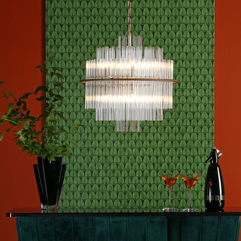 Dar Lukas Glass Chandelier - Antique Gold