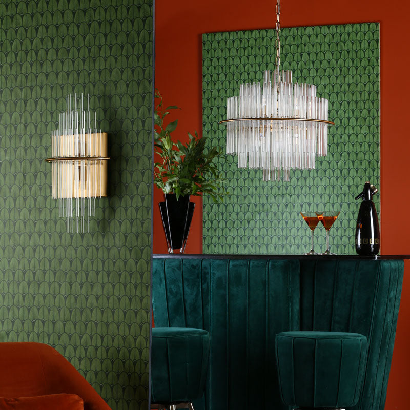 Dar Lukas Glass Chandelier - Antique Gold