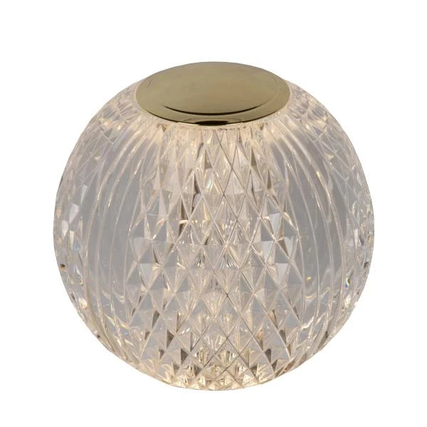 Lucide CINTRA - Rechargeable Table lamp - Battery pack/batteries - Ø 11 cm - LED Dim. - 1x2W 2700K - 3 StepDim - Transparant - Lights Zone