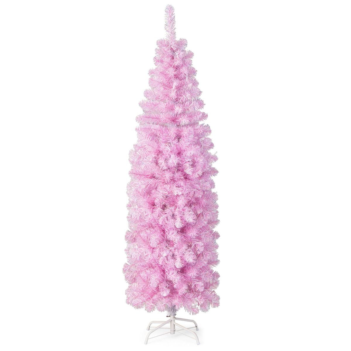 180 Cm Pink Slim Xmas Tree with 475 Branch Tips and 250 Cold White LED Lights