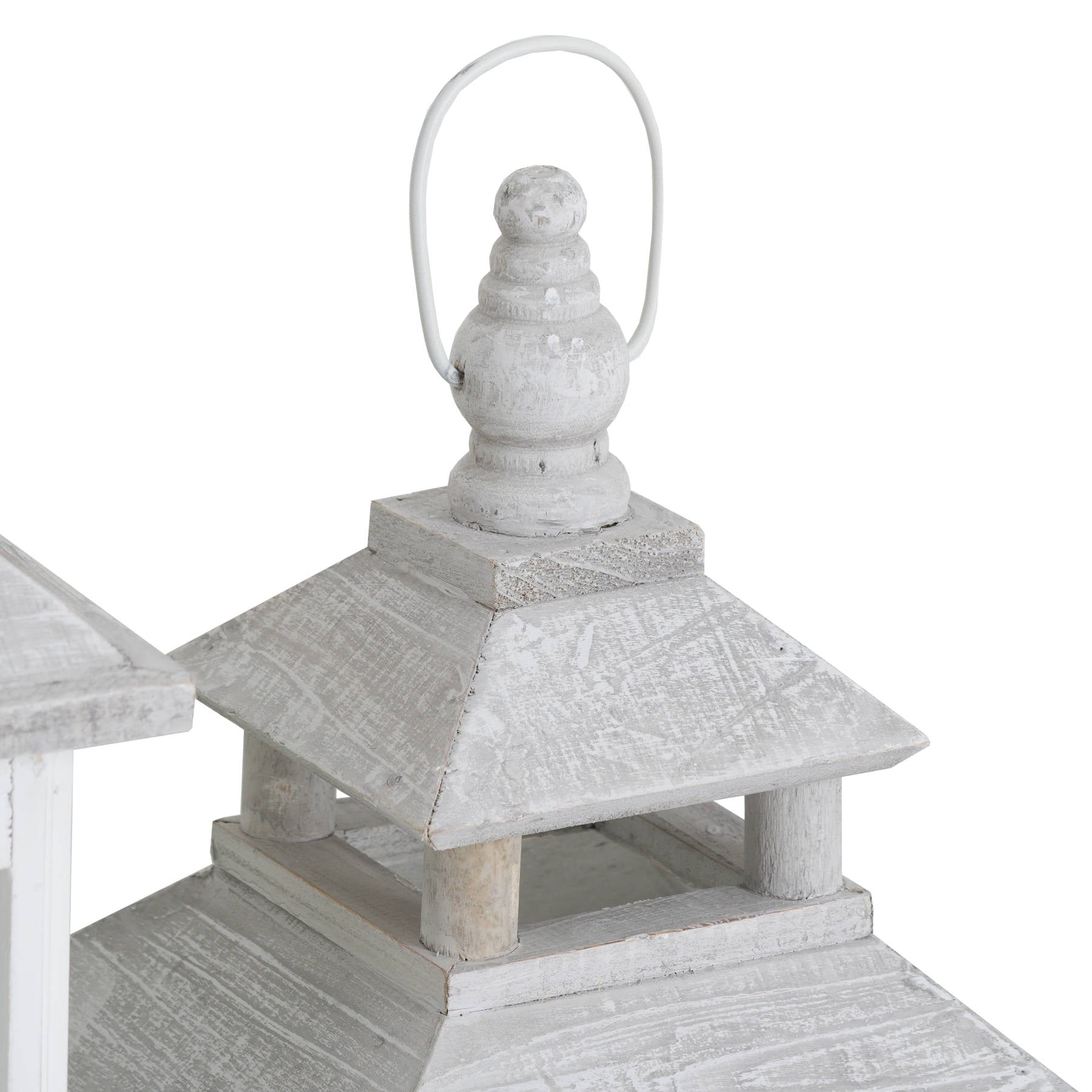 Set Of 3 White Window Style Lanterns With Open Top - Lights Zone