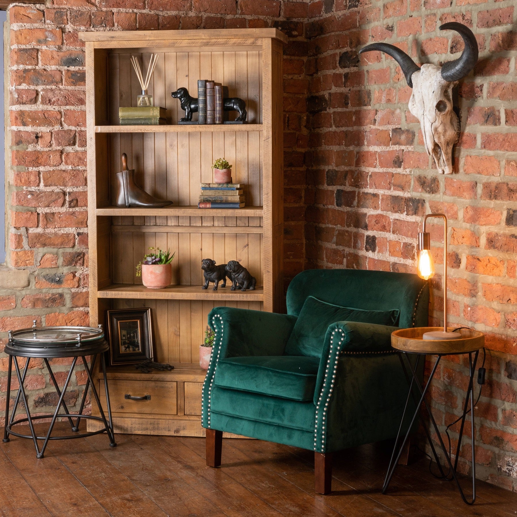 Copper Industrial Lamp With Stone Base - Lights Zone