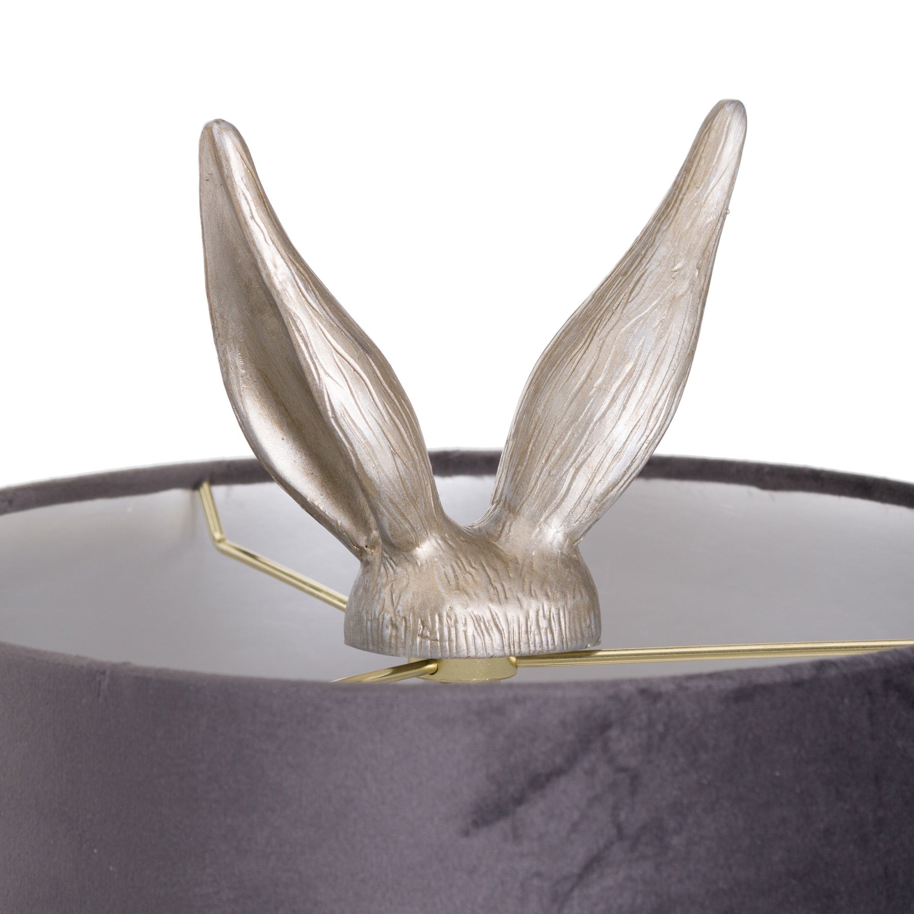Silver Hare Table Lamp With Grey Velvet Shade - Lights Zone