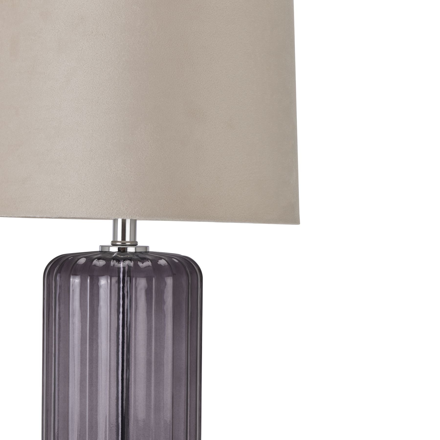Alberta Metallic Glass Lamp With Velvet Shade - Lights Zone