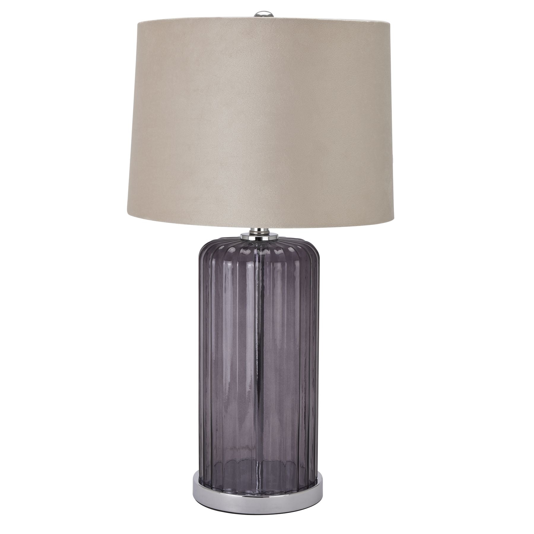 Alberta Metallic Glass Lamp With Velvet Shade - Lights Zone