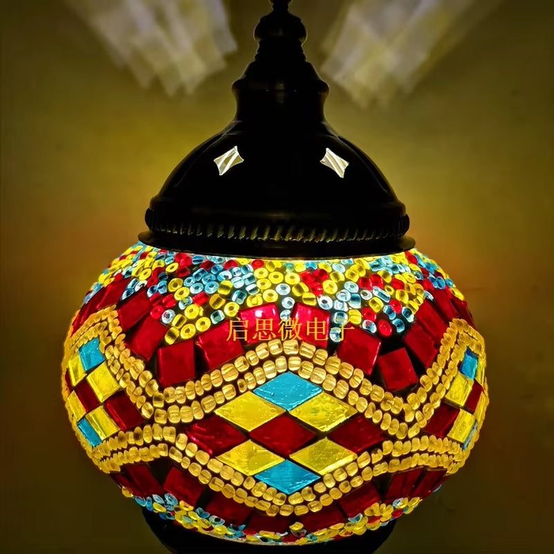 Turkish Mosaic Swan Table Lamp - Vintage Handcrafted Romantic Bedside Light