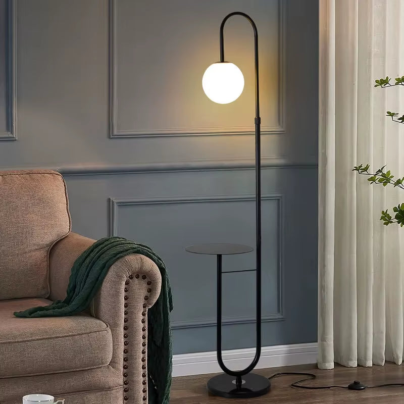 Nordic LED Floor Lamp Gold Black with round Table Home Decor Standing Lamp Living Room Sofa Marble Floor Lights for Tea Table