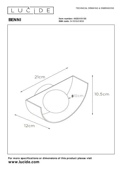 Lucide BENNI - Wall light - 1xG9 - Lights Zone
