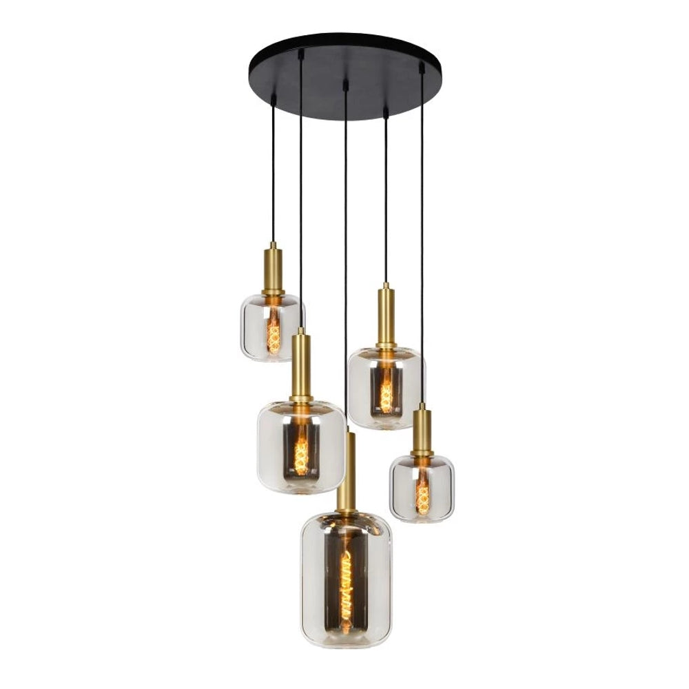 Lucide JOANET - Pendant light - Ø 66 cm - 5xE27 - Smoke Grey - Lights Zone