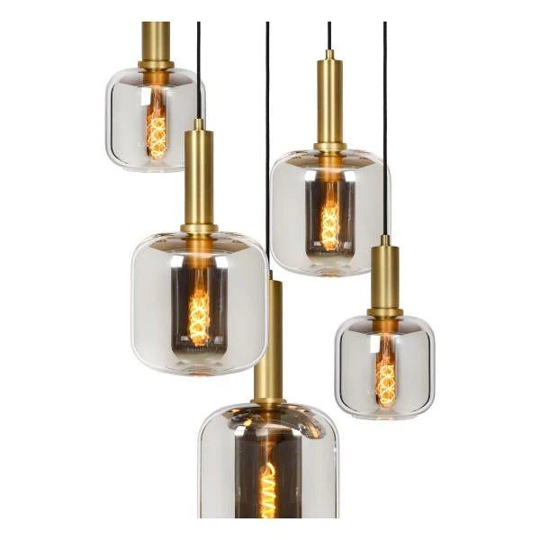 Lucide JOANET - Pendant light - Ø 66 cm - 5xE27 - Smoke Grey - Lights Zone