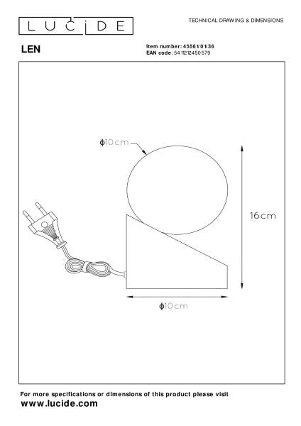 Lucide LEN - Table lamp - Ø 10 cm - 1xG9 - Lights Zone