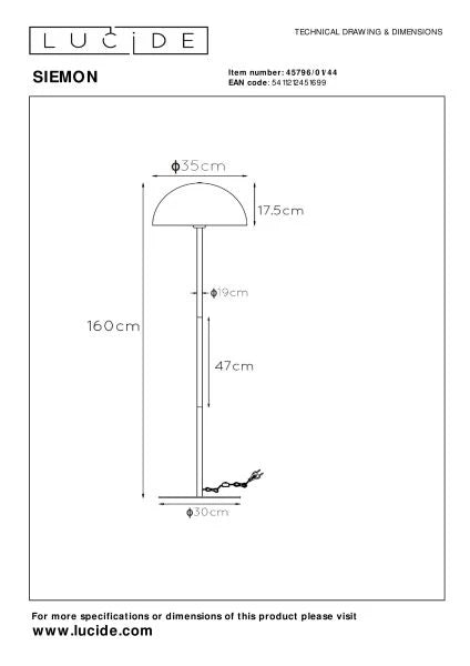 Lucide SIEMON - Floor lamp - Ø 35 cm - 1xE27 - Lights Zone