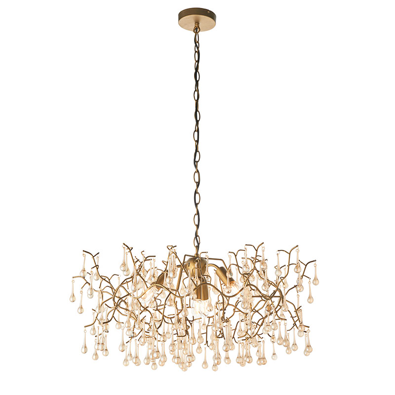 Luxia Rain Glass Chandelier - Aged Gold - Lights Zone