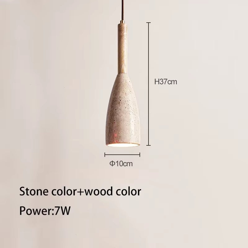 Modern Nordic LED Pendant Lamps - Creative Stone and Wooden Chandelier for Dining Room Decor
