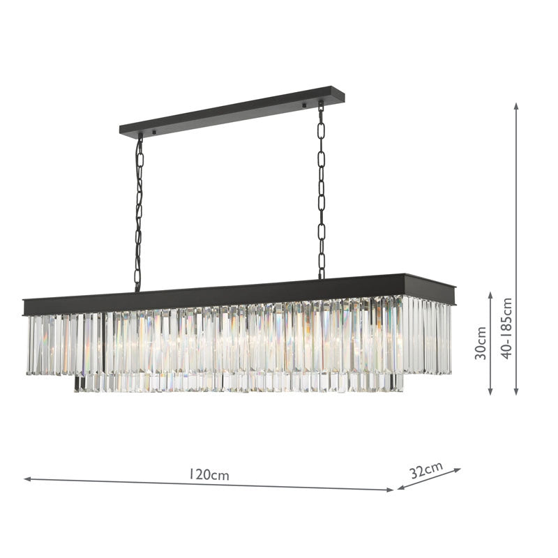 Dar Celeus 6 Light Crystal Bar Pendant Light – Black
