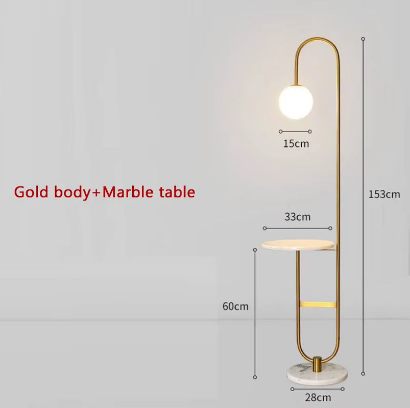 Nordic LED Floor Lamp Gold Black with round Table Home Decor Standing Lamp Living Room Sofa Marble Floor Lights for Tea Table
