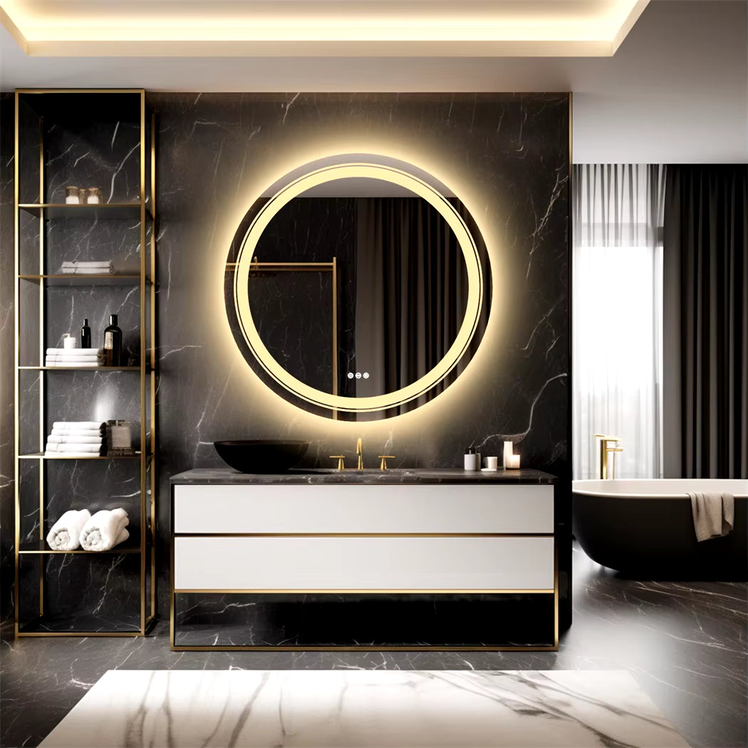 Smart Illuminate LED Mirror for Bathroom round Waterproof Washroom Toliet Wash Basin Bath Shower Fogless Mirror
