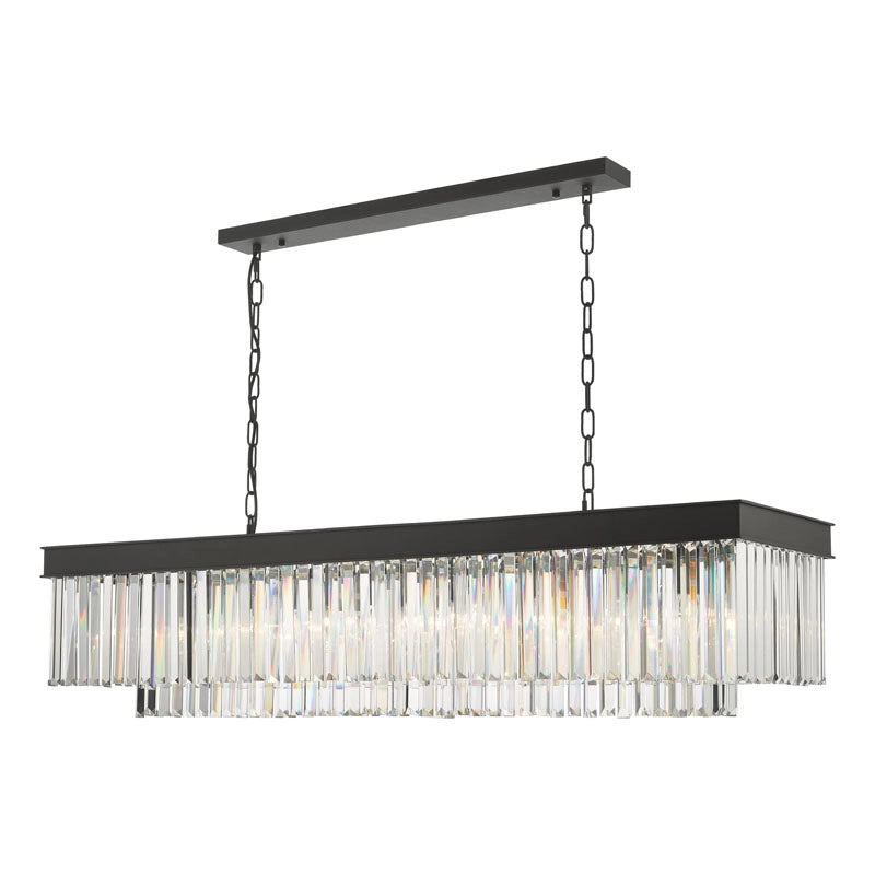 Dar Celeus 6 Light Crystal Bar Pendant Light – Black