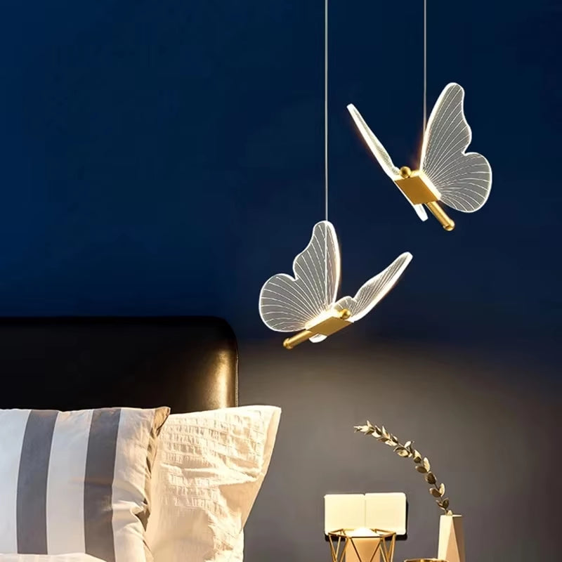 Nordic Butterfly Led Pendant Lamp Bedside Staircase Bedroom Hanging Lamps for Ceiling Art Indoor Lighting Light Fixture