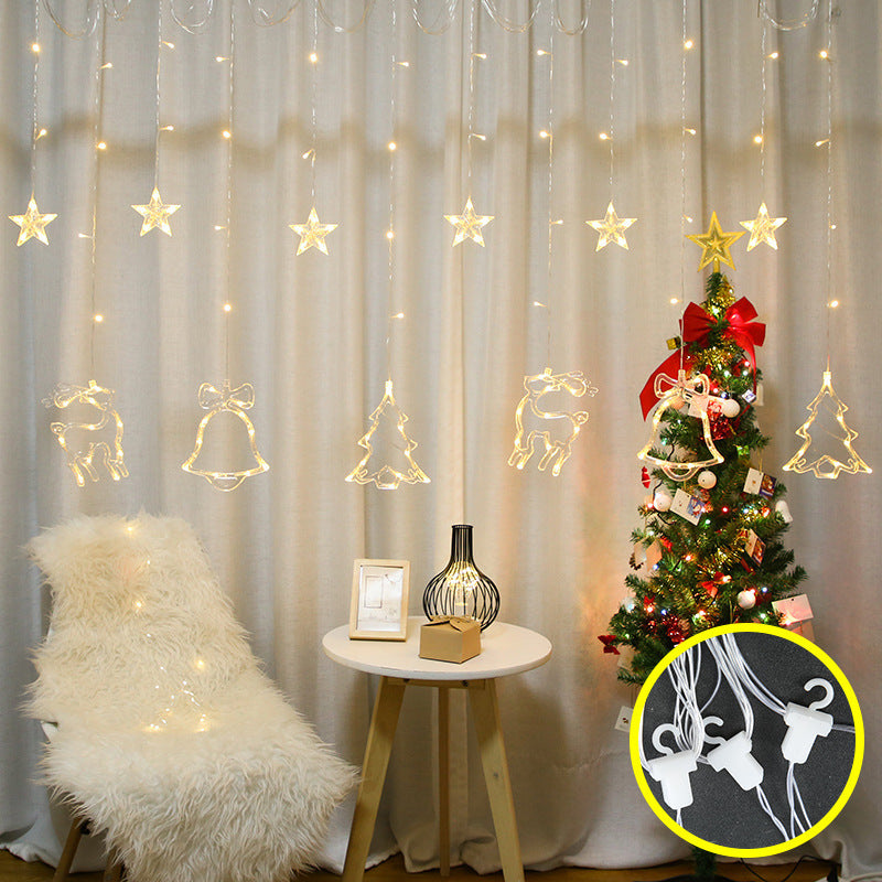 Christmas Deer Tree Bells Star String Fairy Lights Curtain Light Outdoor Garland - Lights Zone