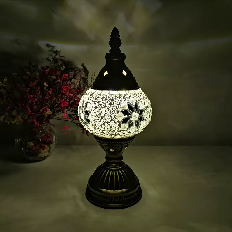 Turkish Mosaic Table Lamp - Vintage Art Deco Handcrafted Bedside Light