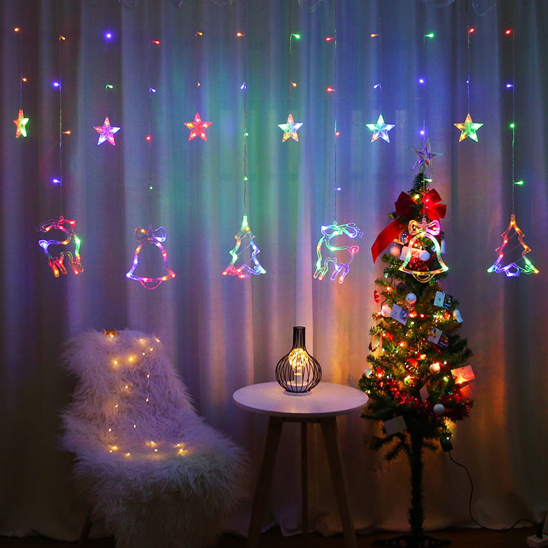 Christmas Deer Tree Bells Star String Fairy Lights Curtain Light Outdoor Garland - Lights Zone