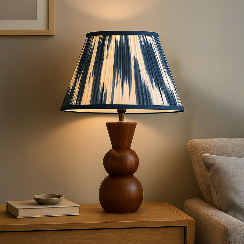 Wisteria Grove Wood Table Lamp with Elodie Shade – Navy