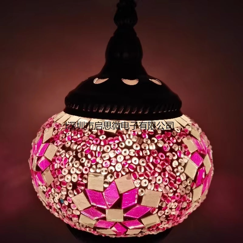 Turkish Mosaic Swan Table Lamp - Vintage Handcrafted Romantic Bedside Light