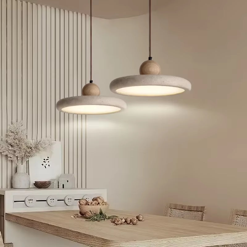 Modern Travertine LED Pendant Light - Nordic Retro Chandelier for Dining Room Decor