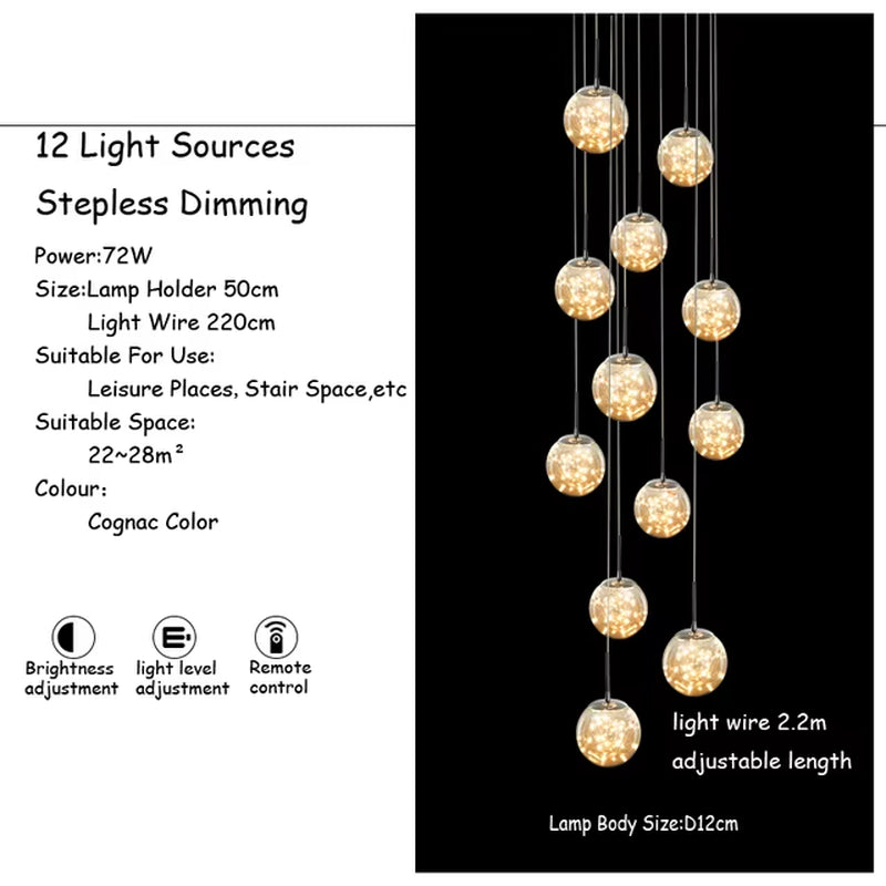 Modern Glass Ball LED Chandelier