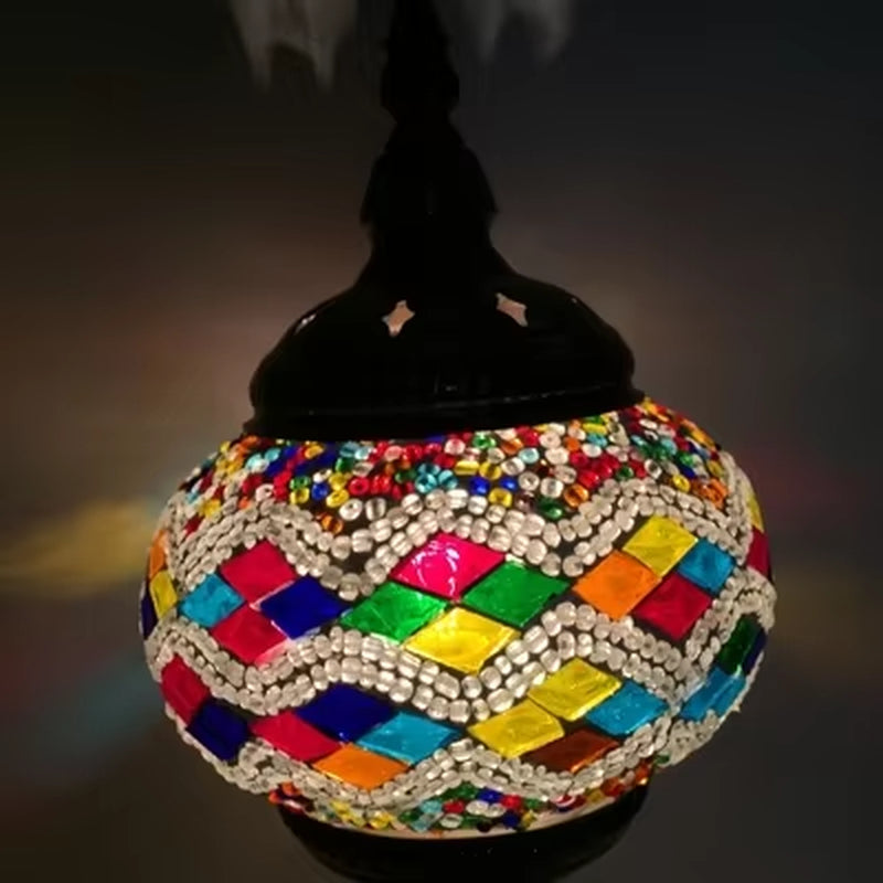 Turkish Mosaic Swan Table Lamp - Vintage Handcrafted Romantic Bedside Light