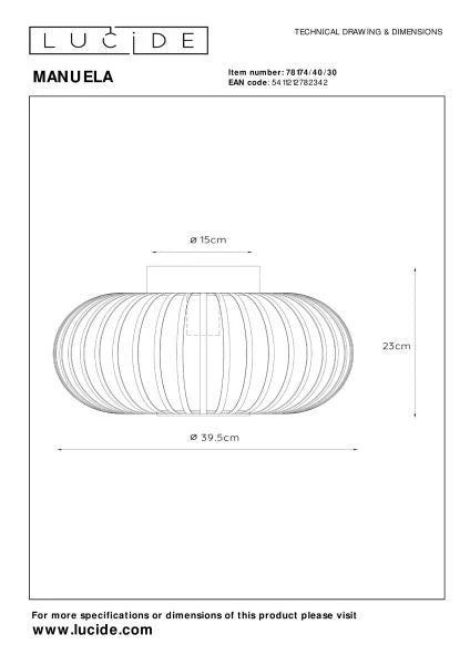 Lucide MANUELA - Flush ceiling light - Ø 39,5 cm - 1xE27 - Lights Zone