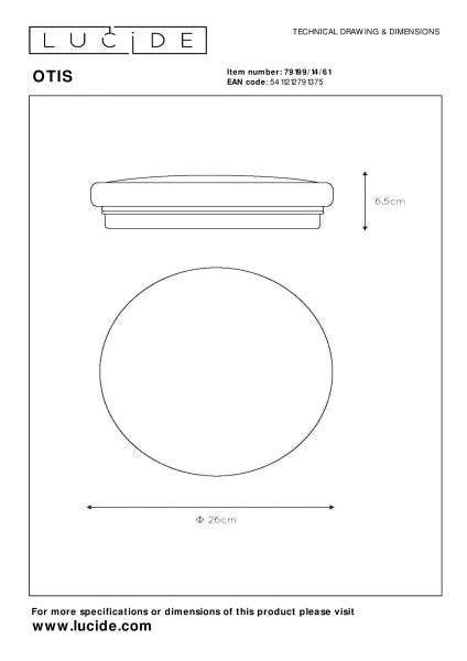 Lucide OTIS - Flush ceiling light - Ø 26 cm - LED - 1x14W 3000K - Opal - Lights Zone