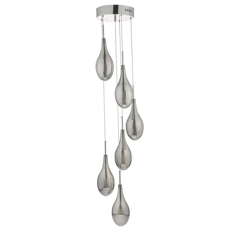 Dar Seta 6 Light Cluster Ceiling Pendant – Polished Chrome
