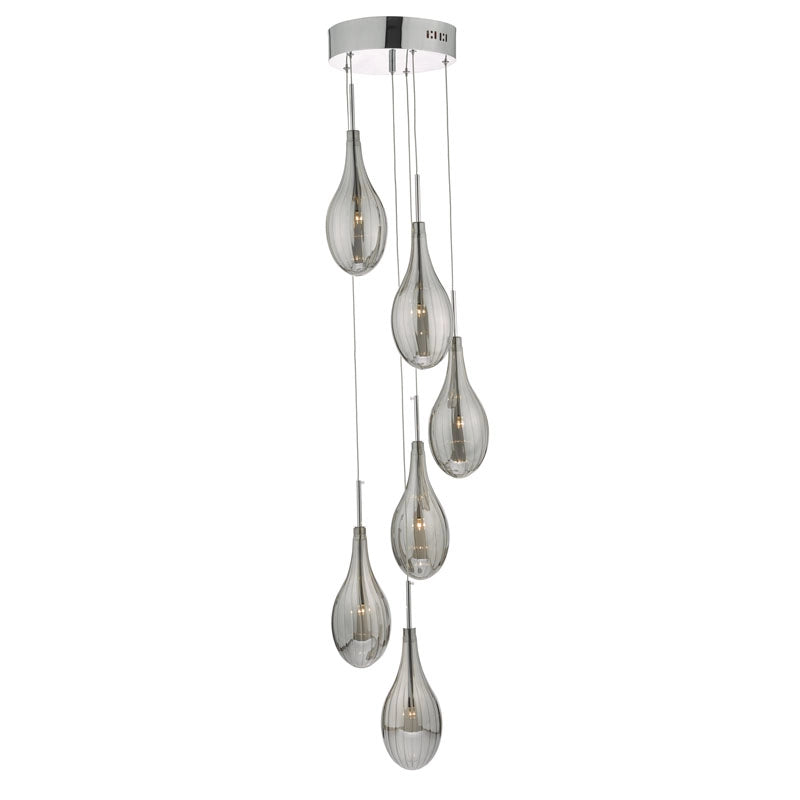 Dar Seta 6 Light Cluster Ceiling Pendant – Polished Chrome