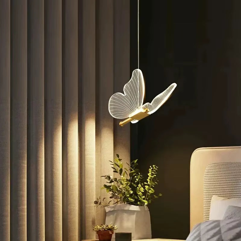 Nordic Butterfly Led Pendant Lamp Bedside Staircase Bedroom Hanging Lamps for Ceiling Art Indoor Lighting Light Fixture