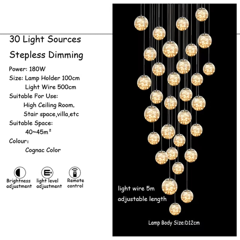 Modern Glass Ball LED Chandelier