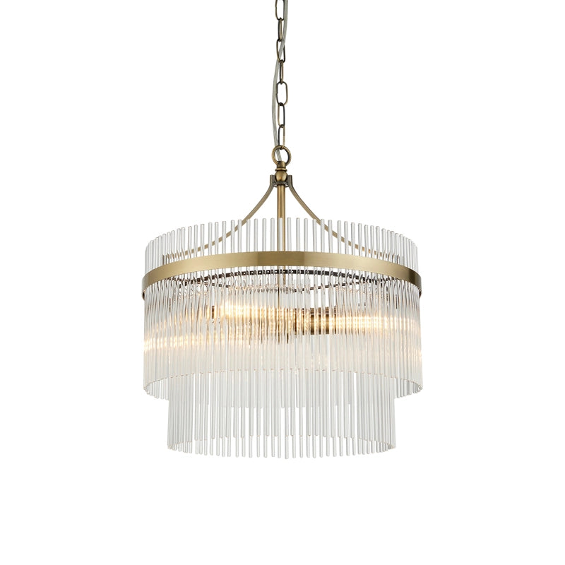 Luxia Torquay 3 Light Glass Chandelier - Antique Brass
