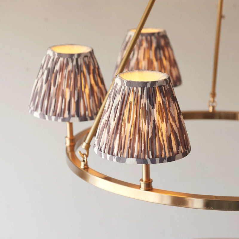 Luxia Chadwick 6-Arm Ceiling Pendant Light — Brushed Brass with Grey Shades