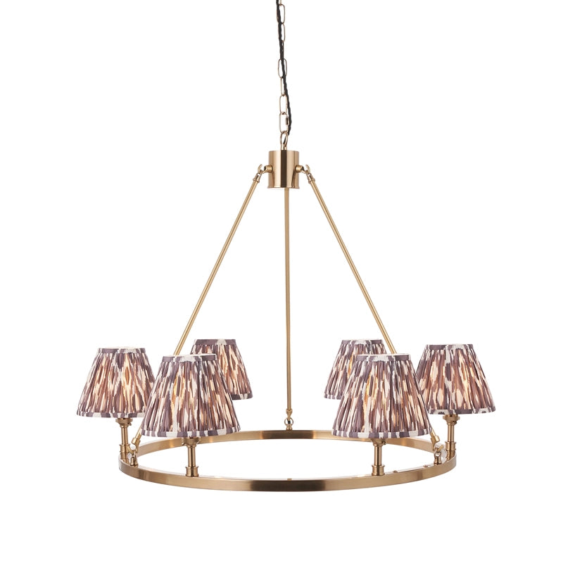 Luxia Chadwick 6-Arm Ceiling Pendant Light — Brushed Brass with Grey Shades