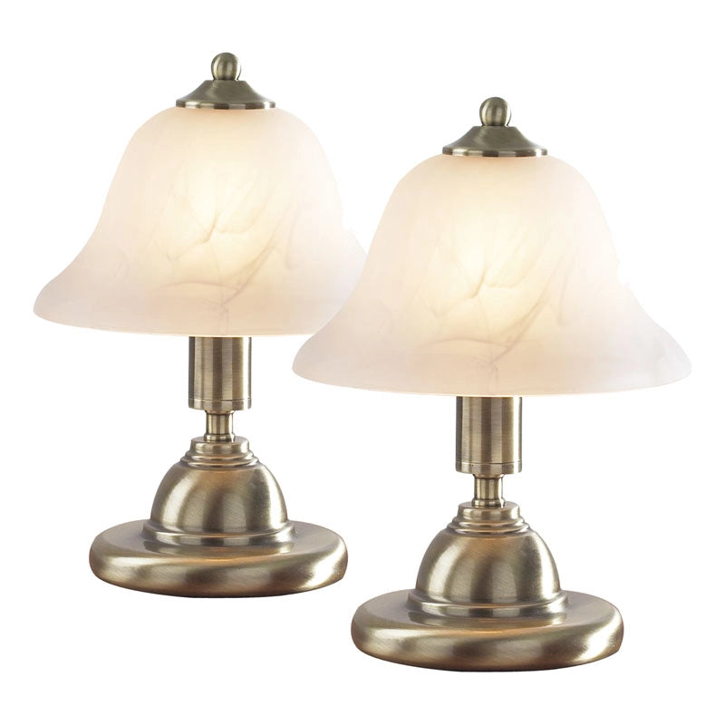 DAR Gloucester Touch Lamps – Antique Brass (Set of 2)