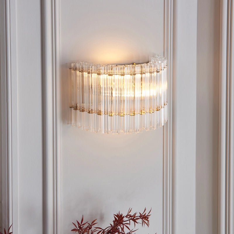 Luxia Elsie Glass Flush Wall Light – Brass