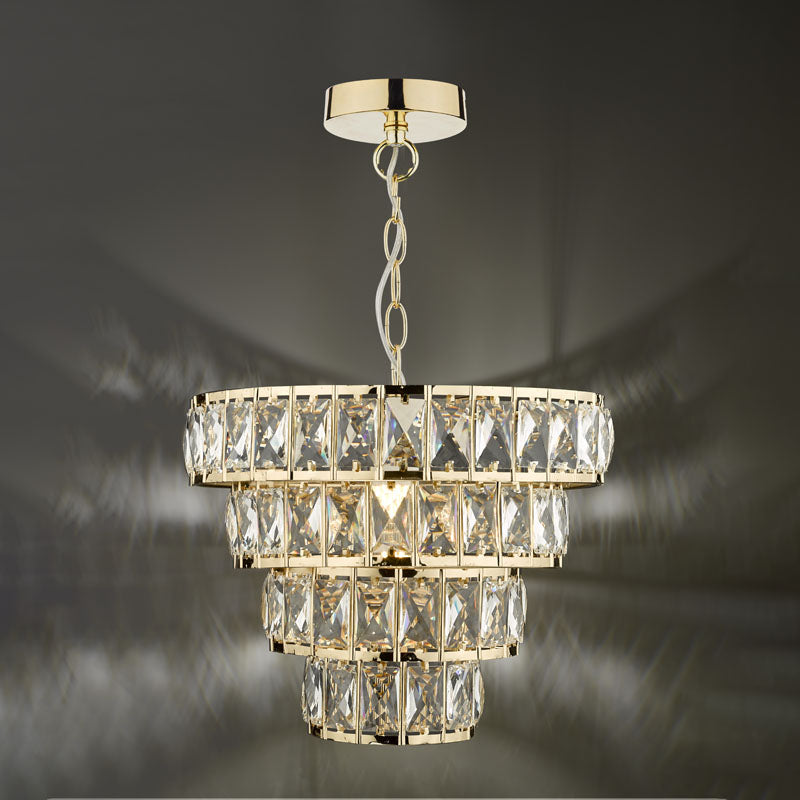 Dar Cerys Crystal Chandelier - Polished Gold