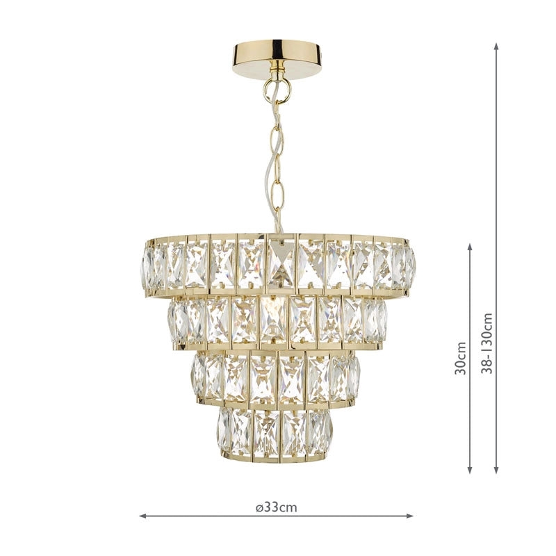 Dar Cerys Crystal Chandelier - Polished Gold