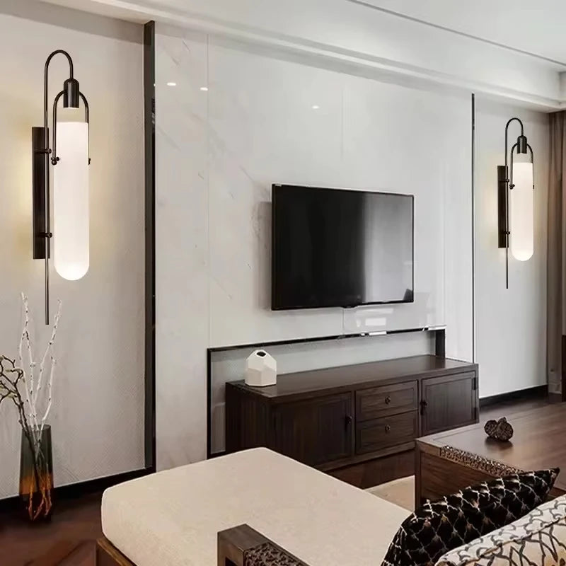 Modern LED Wall Light - Minimalist Glass Shade Sconce for Living and Bedroom Decor