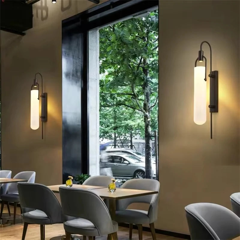 Modern LED Wall Light - Minimalist Glass Shade Sconce for Living and Bedroom Decor