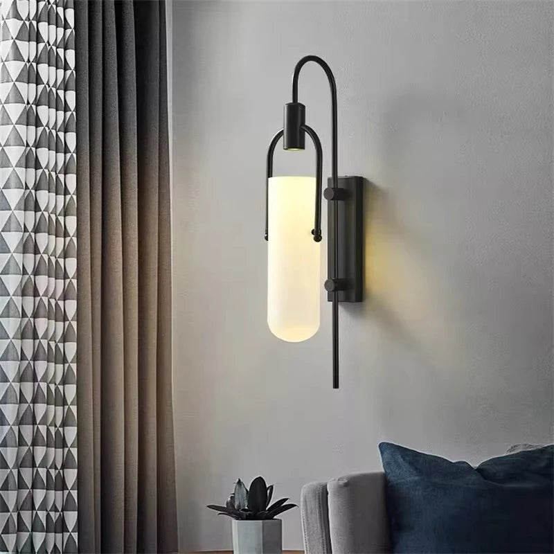 Modern LED Wall Light - Minimalist Glass Shade Sconce for Living and Bedroom Decor