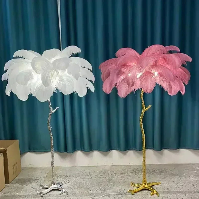 Nordic Luxury Ostrich Feather LED Floor Lamp